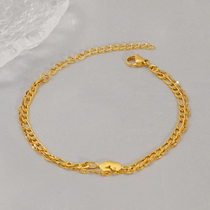 Minimalist gold-layered NK3:1 geometric anklet with lobster clasp and extension chain