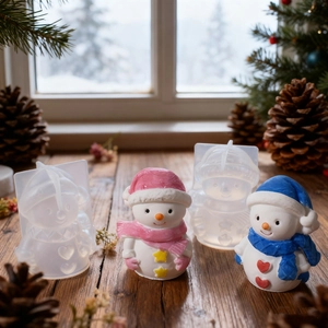Stampo in silicone per pupazzo di neve fai-da-te con figurine in resina e sciarpe