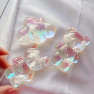 Cute Holographic Bear Cloud Mobile Phone Airbag Stand Universal Foldable Transparent Resin Phone Grip Holder For Smartphones