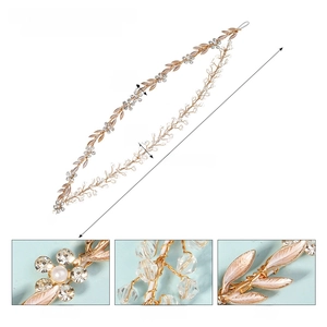 Detail shots of Baroque headband showing rhinestones, acrylic crystals and alloy flowers