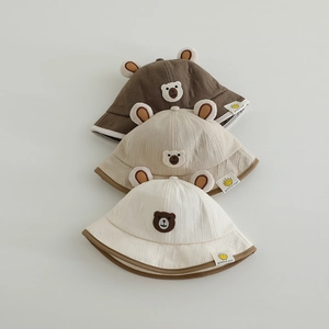 Chapeaux de pêcheur d'automne hiver pour bébé avec oreilles d'ours en trois couleurs