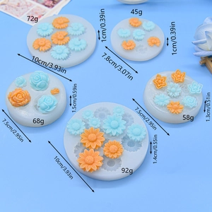 Various sizes of daisy and rose flower silicone molds for DIY resin and baking crafts