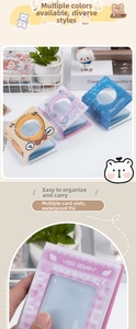 Close-up of waterproof PU mini photo album with transparent cover window and cat design