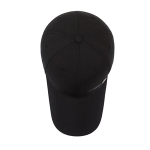Men's black baseball cap with long brim and SPORT side detail for sun protection