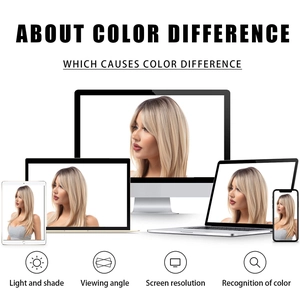 Info-graphic explaining color difference causes on various screens for wave wigs