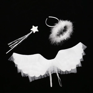 Angel Wings Costume Props Mesh Feather Halloween Party Cosplay Performance Halo Headband Star Wand