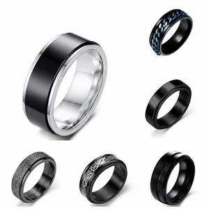 Modern Titanium Steel Rotatable Spinner Ring For Men Women Celtic Dragon Pattern Stainless Steel Stress Relief Band Ring Fashion Cool Jewelry