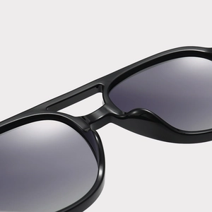 Classic polarized aviator sunglasses with double bridge design and black frame