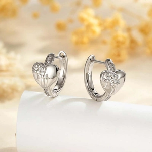Heart Cross Huggie Earrings Copper Micro Pave Cubic Zirconia Embossed Flower Piercing Jewelry Unisex Cool Sweet Style