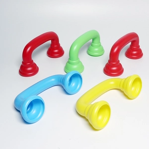 Set of colorful children toy telephone handsets in red, green, blue and yellow