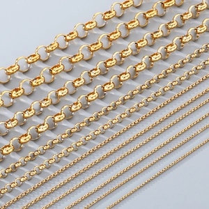 Chaînes maille jante en acier inoxydable 304 doré de tailles variées pour bijoux DIY