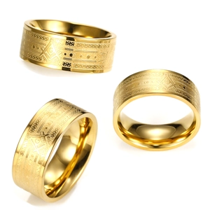 Anello massonico da 8mm in acciaio inossidabile dorato con fascia interna lucida
