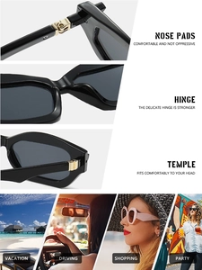 Detailed macro view of reinforced metal hinges and ergonomic temples on sun glasses