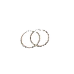 Boucles d'oreilles créoles argentées avec pavé de zircons brillants pour femme
