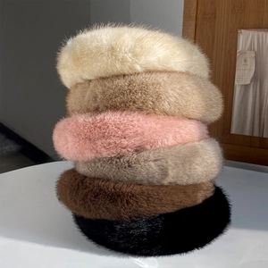 Plush faux mink fur wide headbands in six stylish colors for cozy winter hair styling