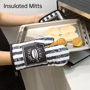 Oven Mitt And Pot Holder Heat Resistant Cotton Quilted Printed For Kitchen Baking Cooking Microwave Oven Accessories