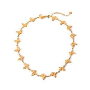 Detail shot of golden 18K stainless steel butterfly chain with adjustable clasp