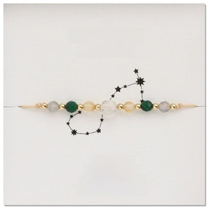 Detailweergave van de Schorpioen-zodiac armband met Citrien, Malachiet en Labradoriet