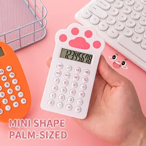 Cute pink cat paw shaped mini calculator for students with 8-digit LCD display