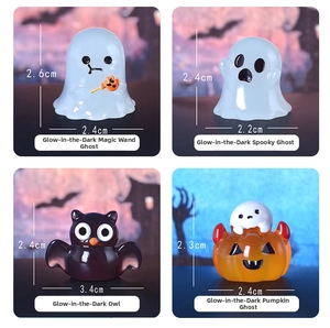 Luminous Halloween micro-landscape resin figures featuring ghost and owl designs