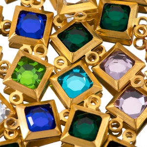 Square stainless steel crystal pendants in various colors for DIY jewelry making