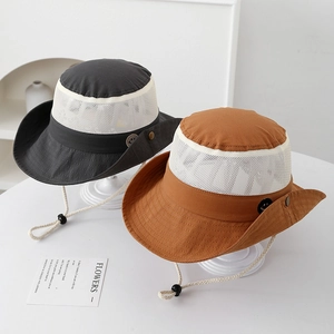 Sombrero Piluso Niños Ala Ancha Malla Transpirable Protección Solar Exterior Camping Senderismo Parche Sonrisa Cordón