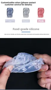 Detailed view of flexible food-grade silicone astronaut molds in three colors