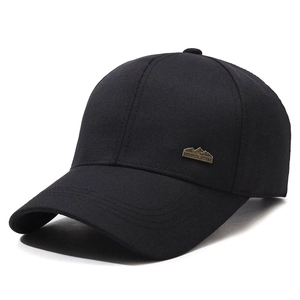Classic black cotton baseball cap with vintage bronze Sports Style mountain emblem