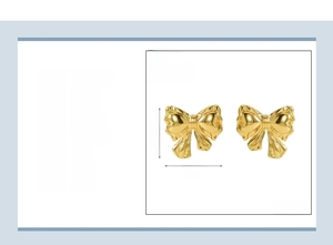 Technical detail of 18k gold plated stainless steel bowknot earrings with dimensions