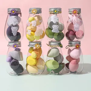 Makeup Sponges Hydrophilic Polyurethane Soft Beauty Blenders Dry Wet Dual Use With Daisy Jar Case Portable Colorful