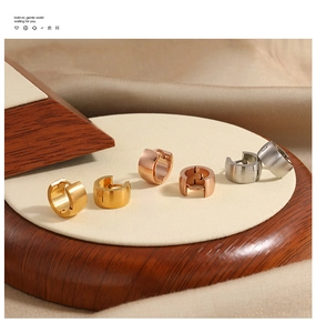 Brushed titanium steel hoop earrings in gold, rose gold and silver finishes