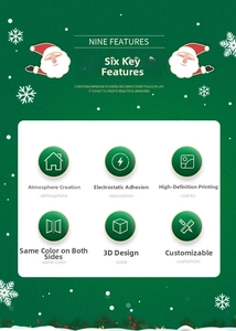 Detail of Santa Claus static window sticker showing dual-sided color and high-definition print
