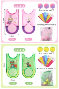 Detailoverzicht van buitenspeelvestsets voor kinderen met klittenband en accessoires