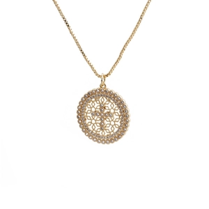 Luxuriöse goldene Kreuzanhänger-Halskette mit Zirkonia-Steinen an einer Box-Kette
