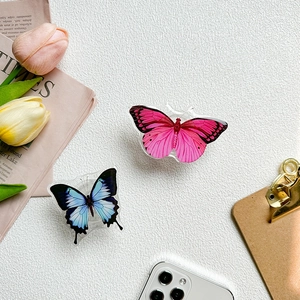 Butterfly Phone Grip Holder Foldable Retractable Adhesive Acrylic Mobile Phone Bracket Desktop Support For Smartphones