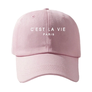 Casquette de baseball rose en coton avec broderie C'EST LA VIE PARIS pour le soleil