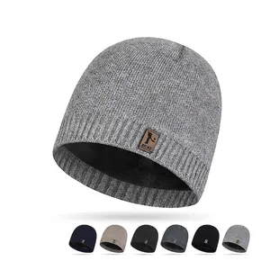 Men Winter Knitted Beanie Hat Thick Warm Fleece Lined Windproof Outdoor Cycling Skiing Hat Soft Fashion Beanie For Men