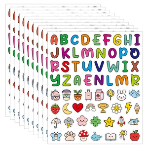 63 pieces colorful cartoon alphabet stickers for water bottles and DIY lunch boxes