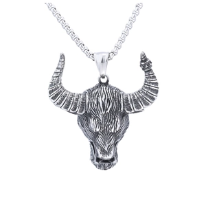 Gothic satanic ram head pendant necklace in vintage stainless steel with punk style