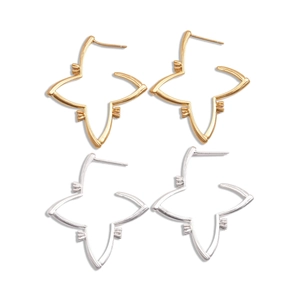 Minimalist 18K gold plated star stud earrings in gold and silver finish with zircons