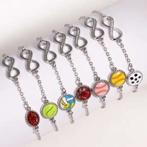 Silberne Sport-Charm-Armbänder mit 14k Goldakzenten und Unendlichkeitssymbol