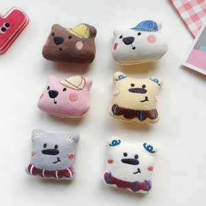 Set of 6 cute cartoon animal plush bear and cat brooches for clothing accessories