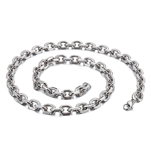 Collier minimaliste en acier inoxydable argenté avec chaîne en O et fermoir mousqueton