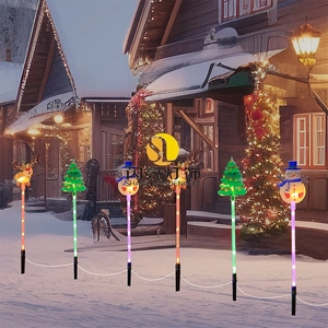 Solar Christmas lights with reindeer and snowman shapes for outdoor garden decoration