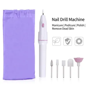 Set fresa per unghie elettrica con 5 punte e custodia protettiva in velluto viola