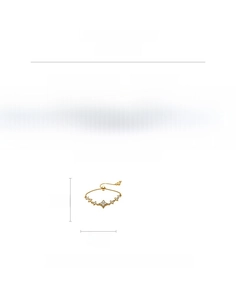 Adjustable gold star bracelet with cubic zirconia detailing and dimensions chart