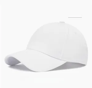 Close-up of white baseball cap showing breathable mesh fabric and six-panel structure