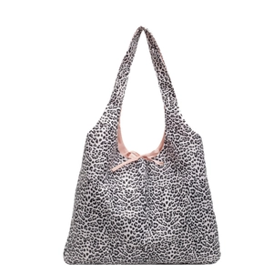 Minimalist leopard print shoulder bag with a pink bow accent and lining for daily use