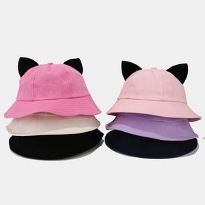 Cute cartoon devil ears bucket hat for kids in multiple vibrant colors and cotton twill