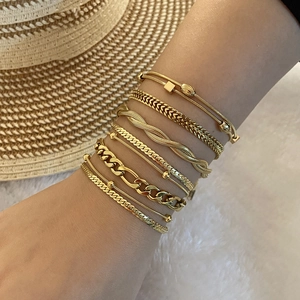 Fashion Stainless Steel Bracelet For Women Gold Plated Adjustable Snake Chain Layered Minimalist Jewelry Elegant Gift